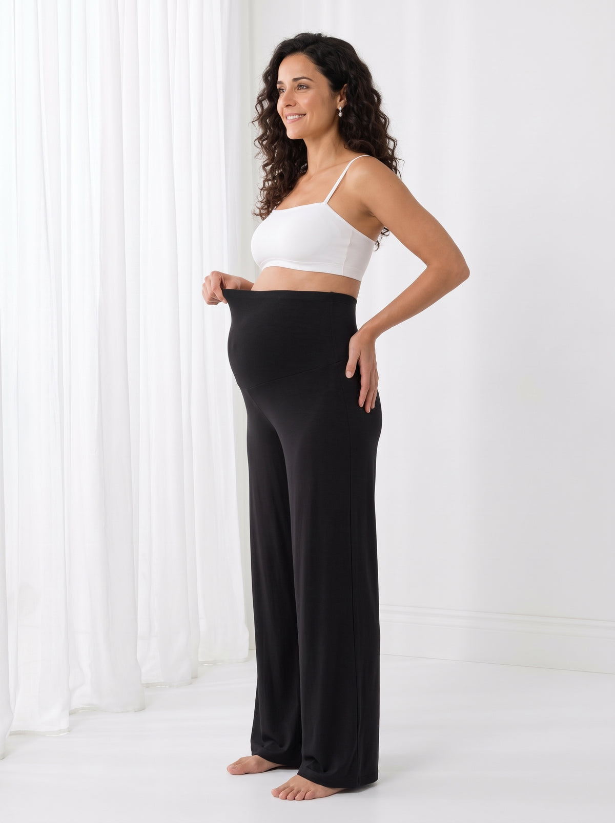 Pantalón Dream – Premamá Ancho de Modal y Algodón con Cintura Plegable