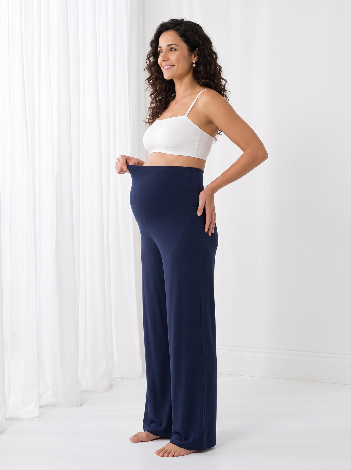 Pantalón Dream – Premamá Ancho de Modal y Algodón con Cintura Plegable